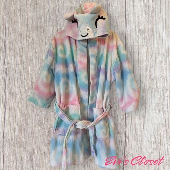 Saint Eve Swim Girls 3 Tie Dye Unicorn Hooded Pool Home Robe Sz 5 6 - Picture 3 of 6